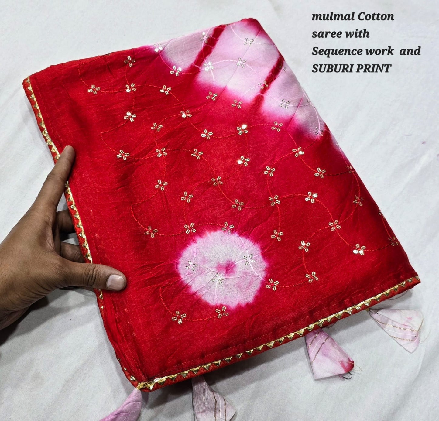 Muslin Soft Cotton Saree with Beautiful sequence weaving with whole Saree
