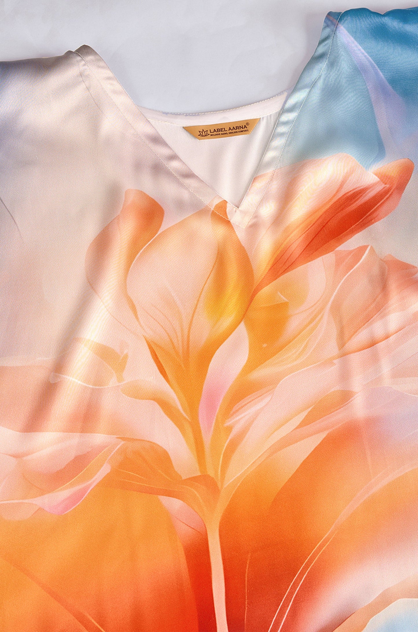 Blooming Azure Soft Satin Kaftan