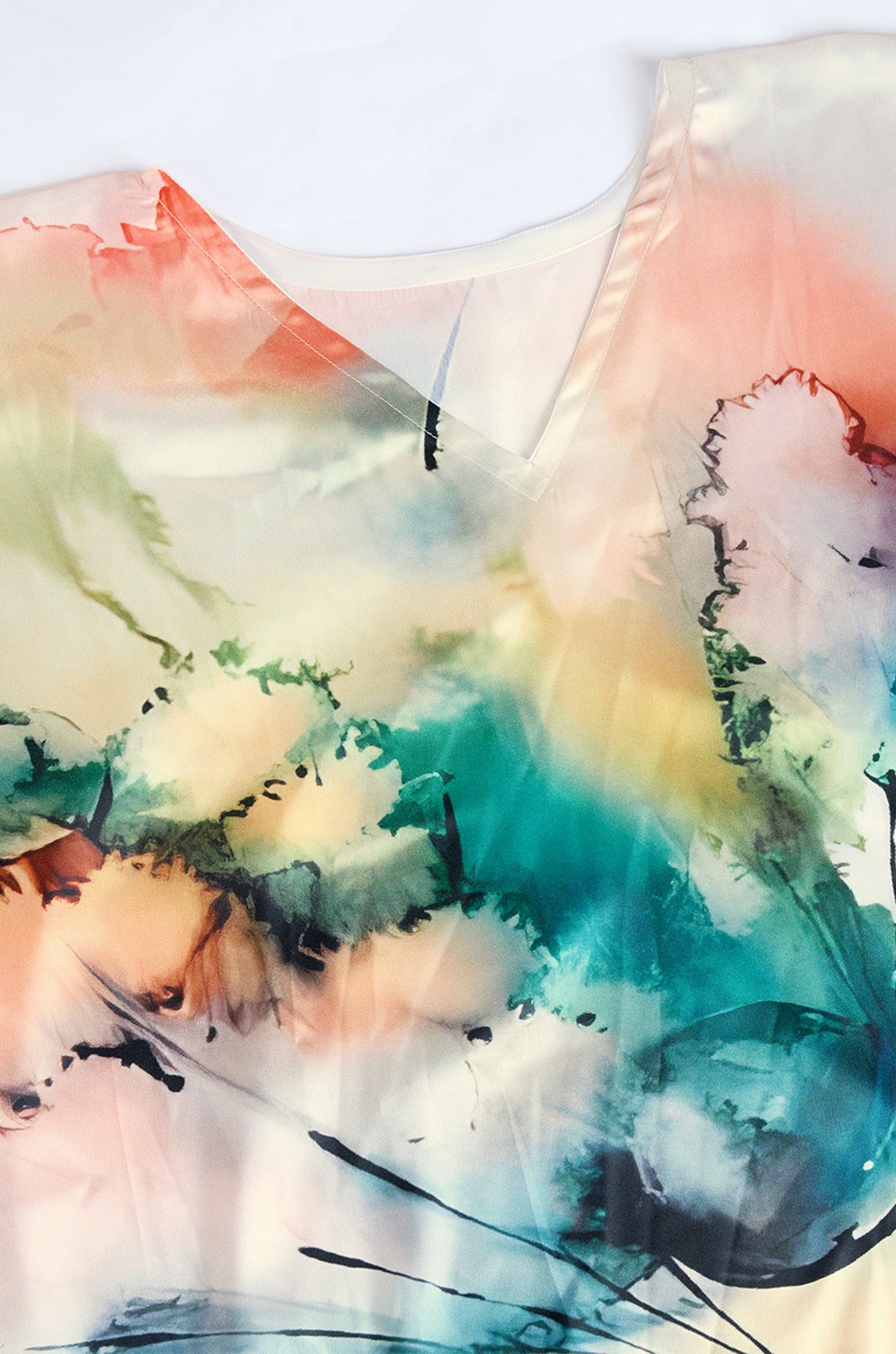 Floral Fantasy Soft Satin Kaftan