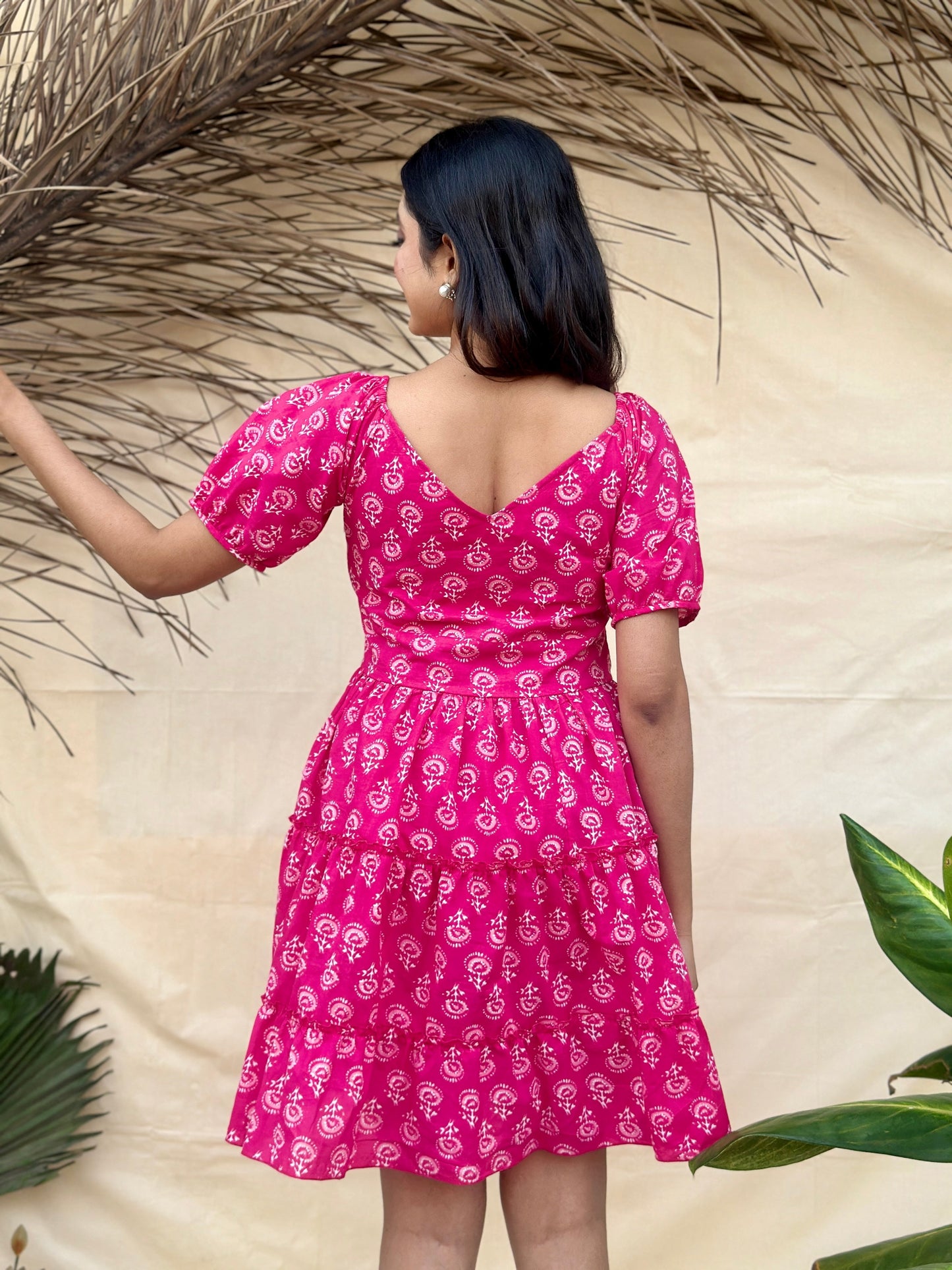 Pink Cotton Short Dress