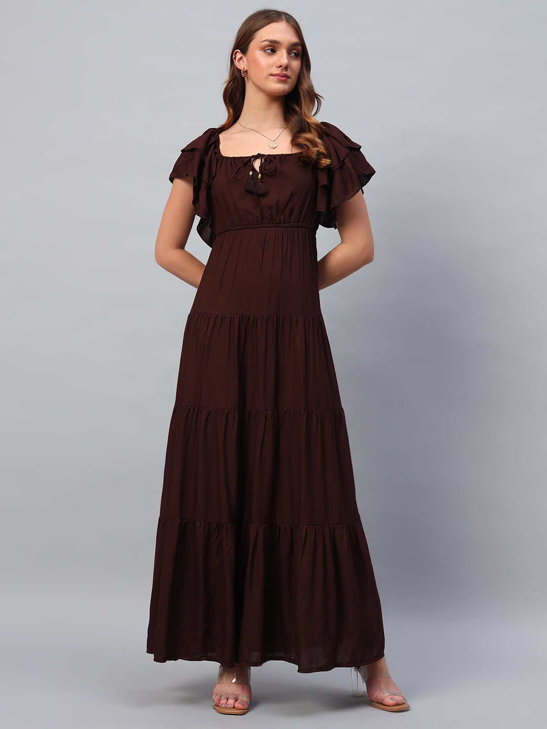 Brown Cotton Maxi Dress