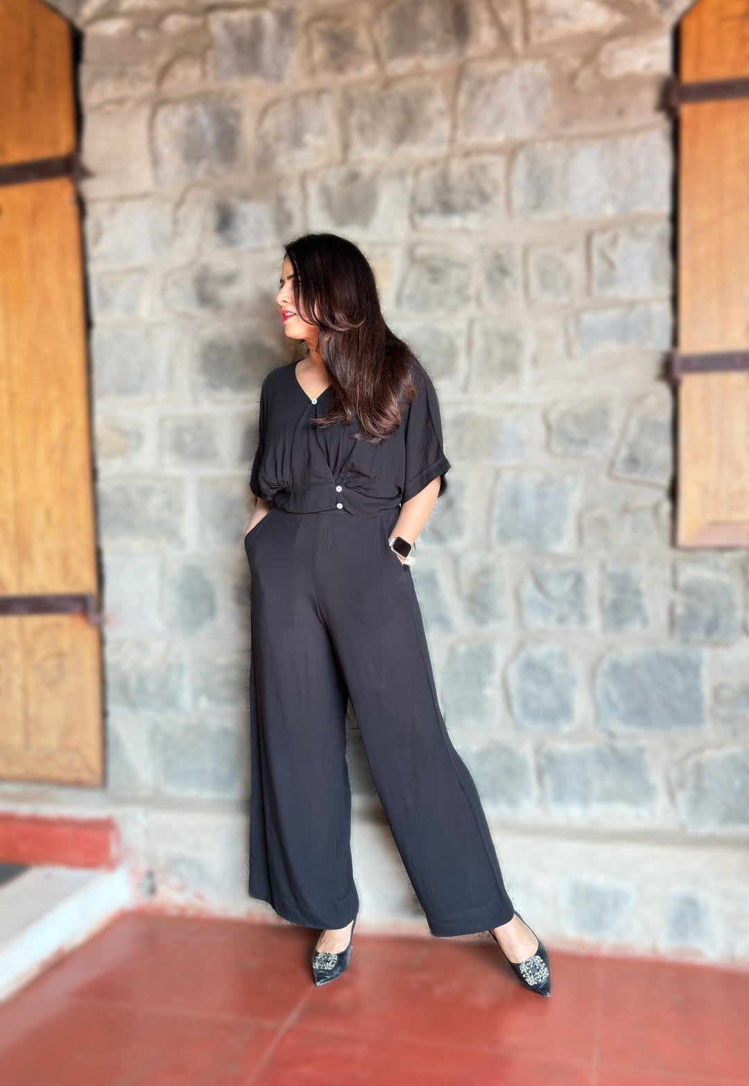 Solid Black Viscose Cord Set