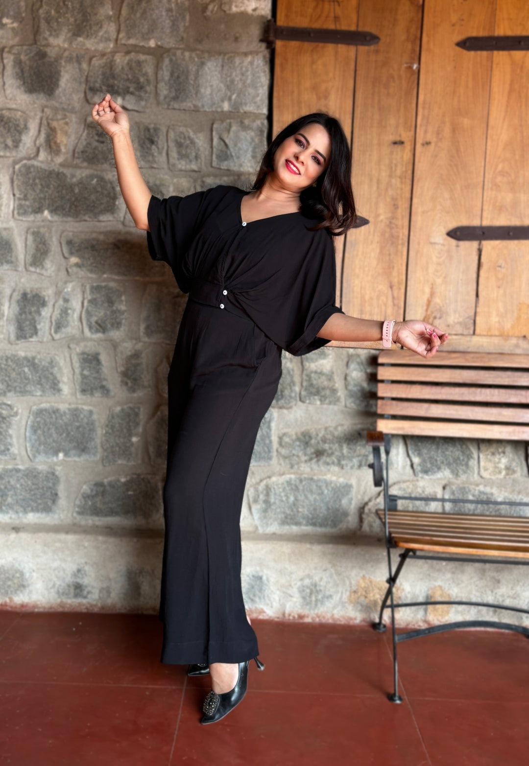 Solid Black Viscose Cord Set