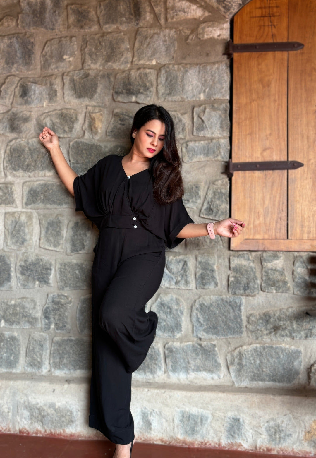 Solid Black Viscose Cord Set