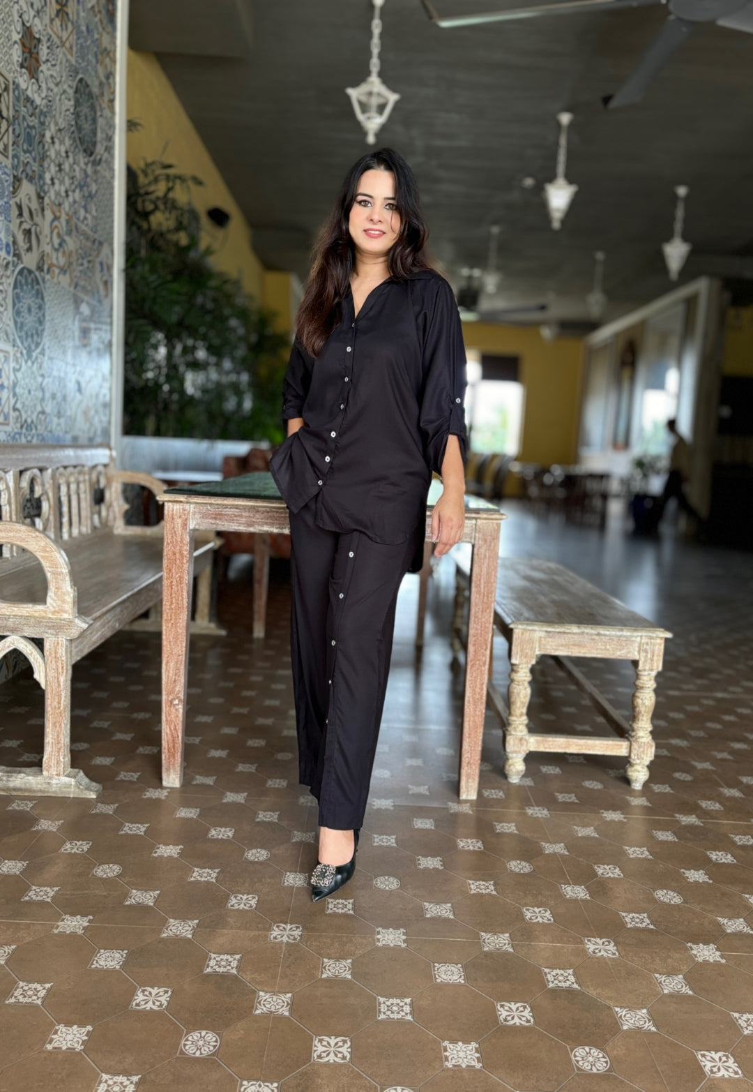Black Cotton Cord Set