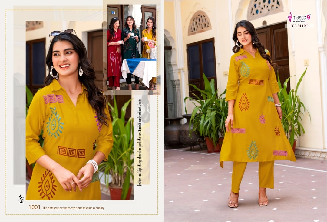 fancy and subtle floral design kurti pair
