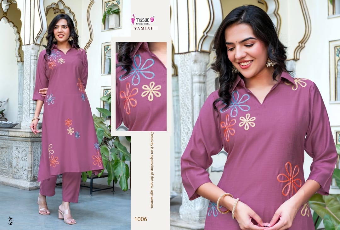 fancy and subtle floral design kurti pair