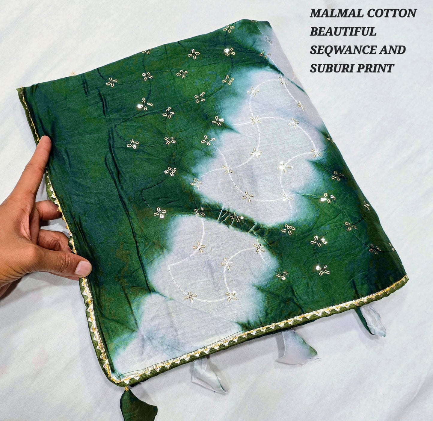 Muslin Soft Cotton Saree with Beautiful sequence weaving with whole Saree