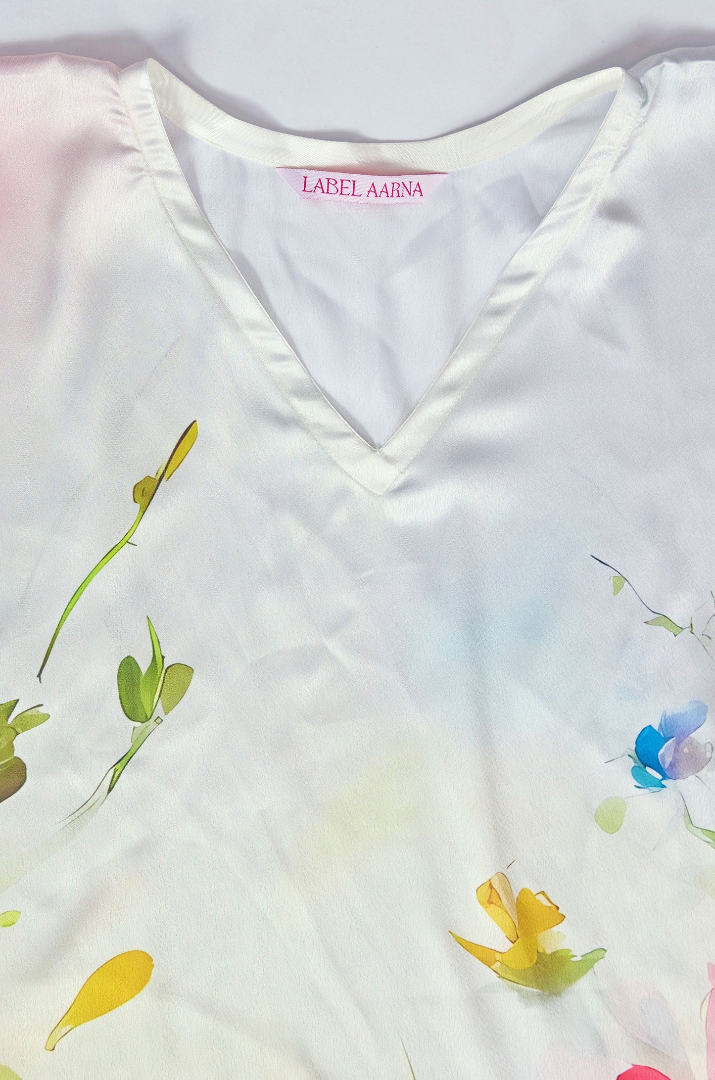 Bright Garland Soft Satin Women Kaftan Dress with Digital Print