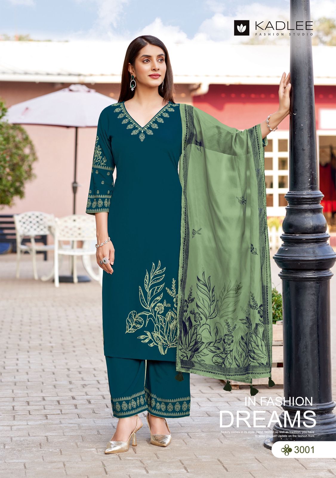 simple and subtle 3 pieces kurti set for office and daily wear