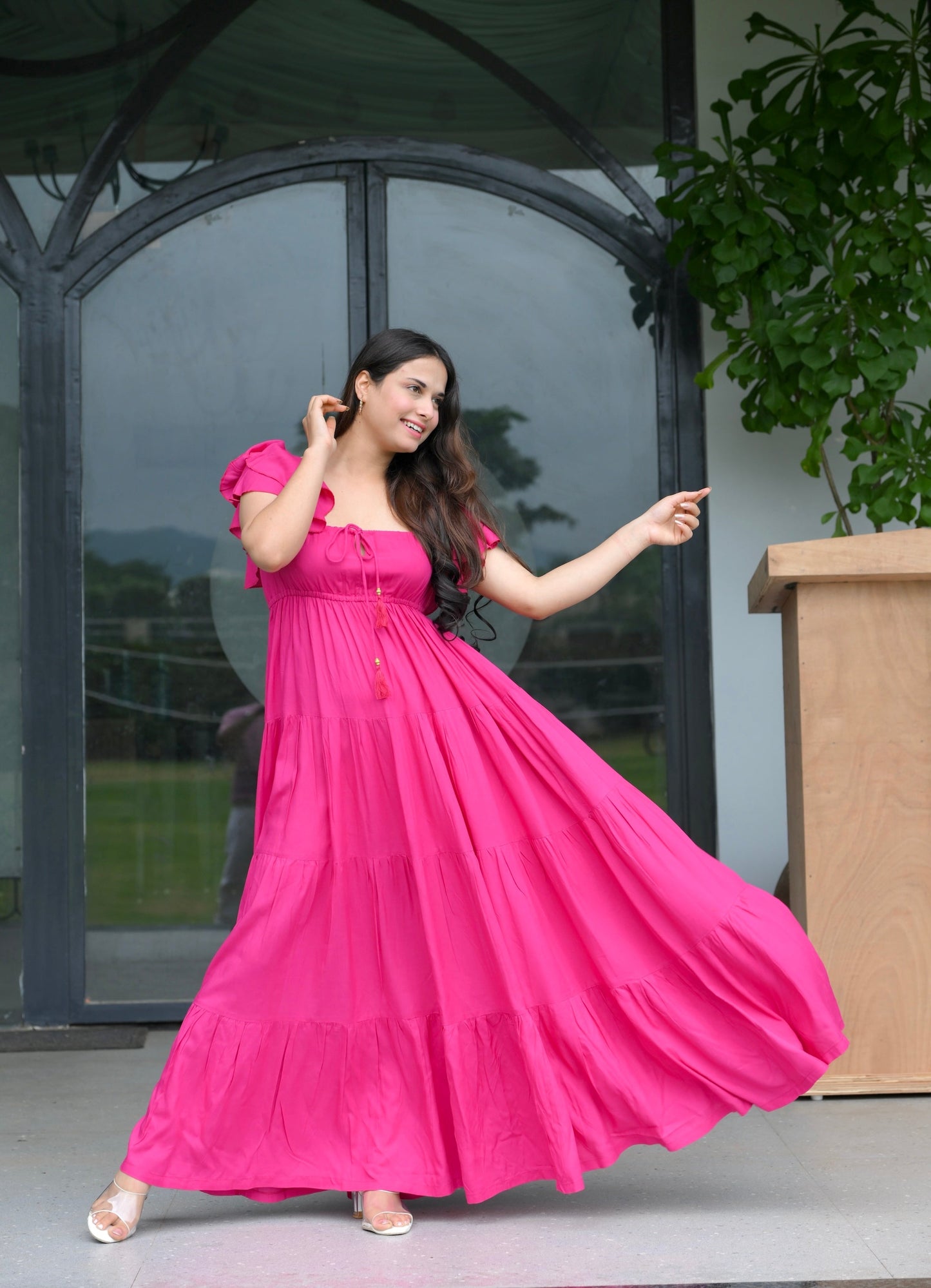 Pink Cotton Maxi Dress