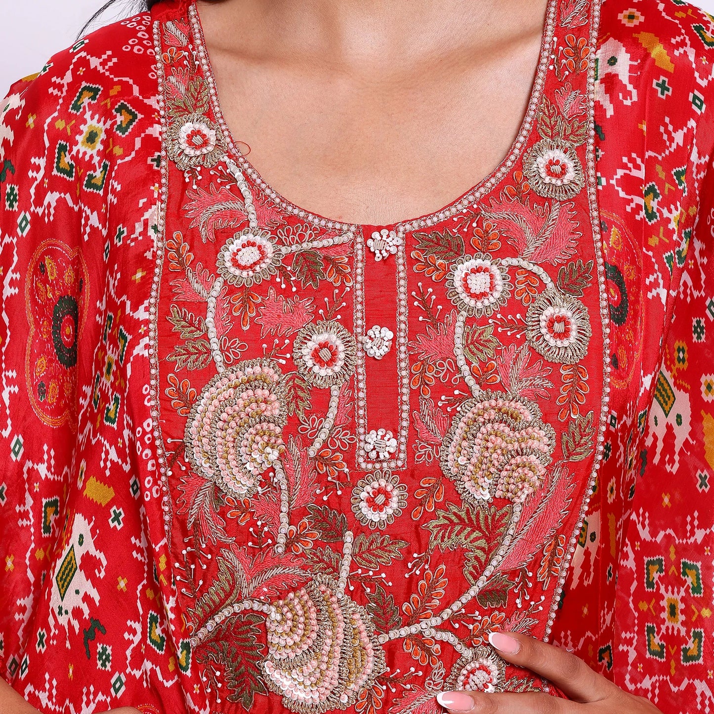 Red Embroidered Ethnic Gown