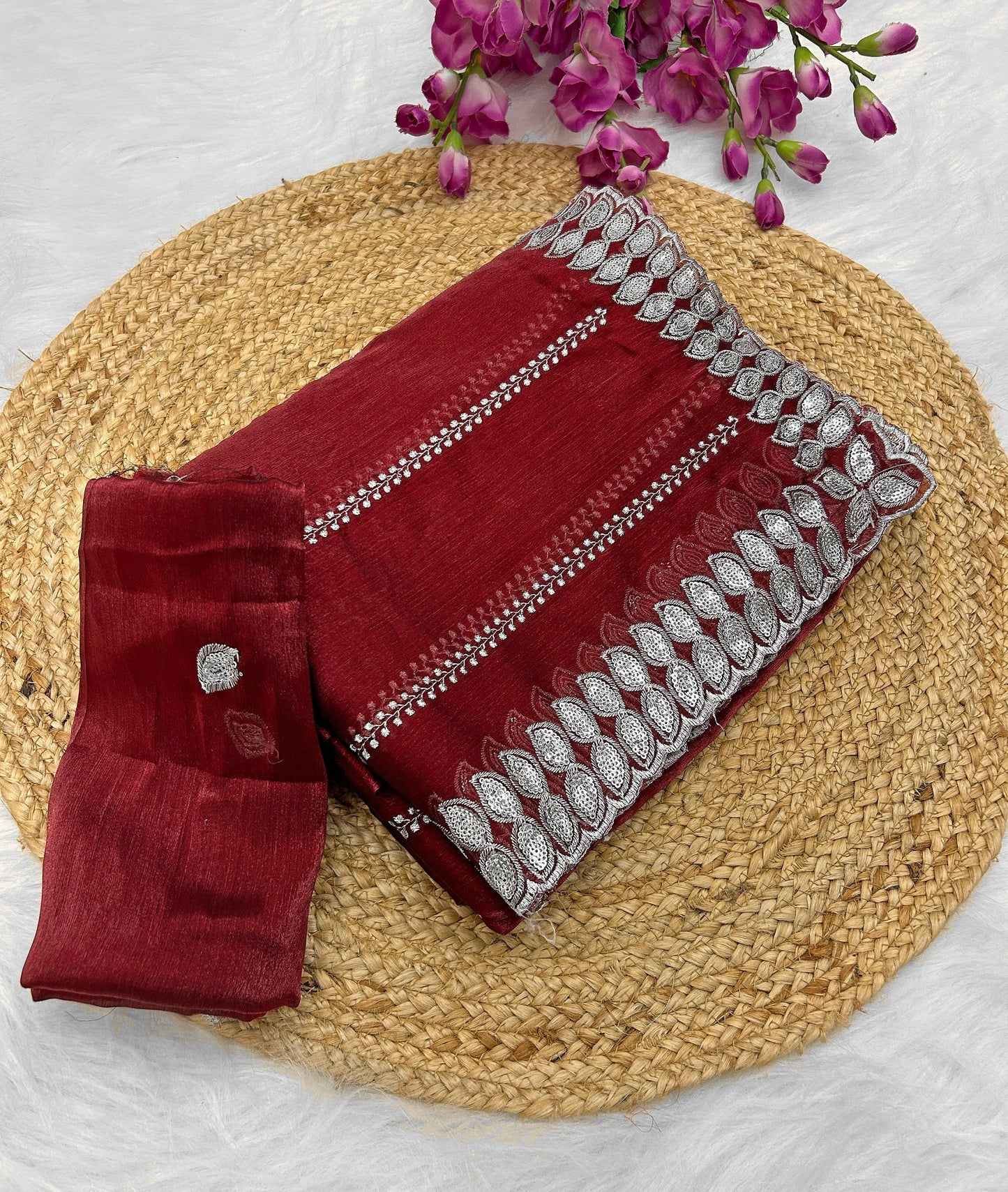 Pure soft Jimmy choo silk sarees with amazing sequence work