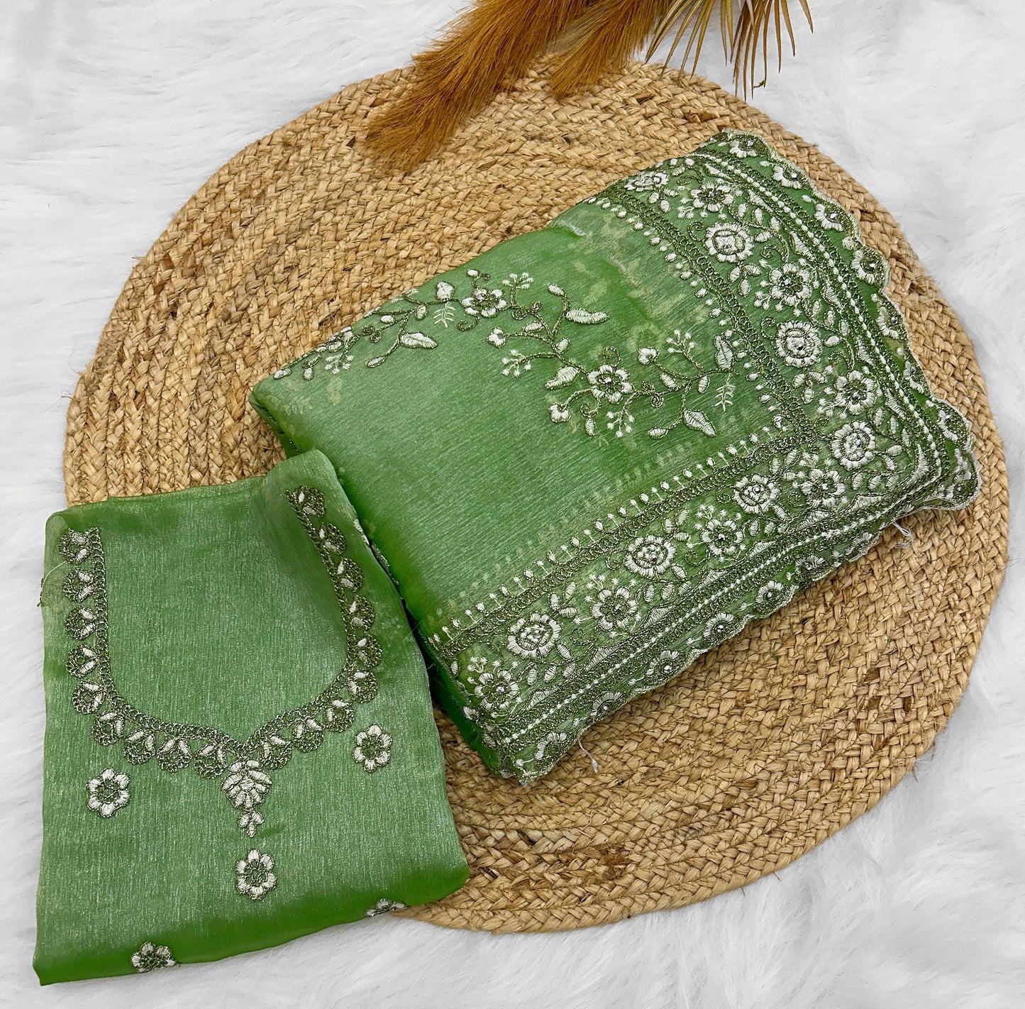 Pista Diamond Hand Work New Party Wear Launching Designer saree