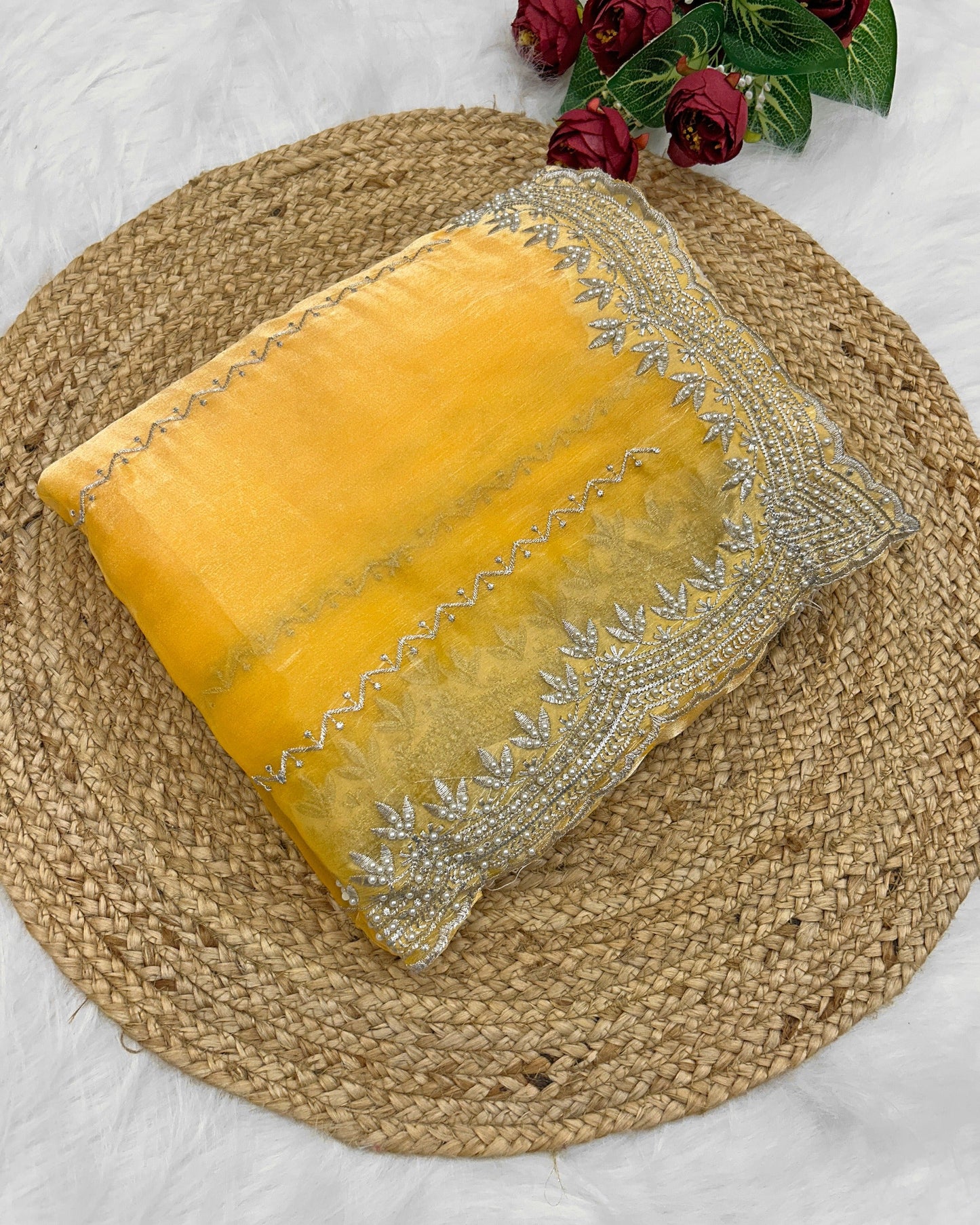YELLOW Party Wear Launching Designer Dana Handwork