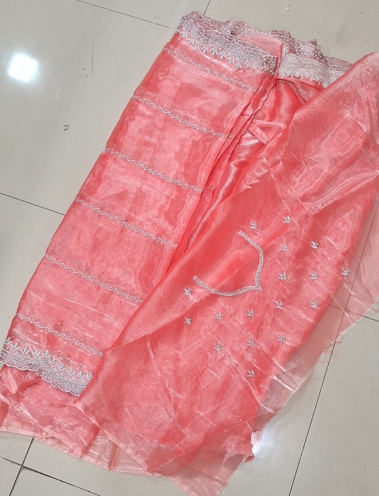 ORANGE PINK Party Wear Launching Designer Dana Handwork