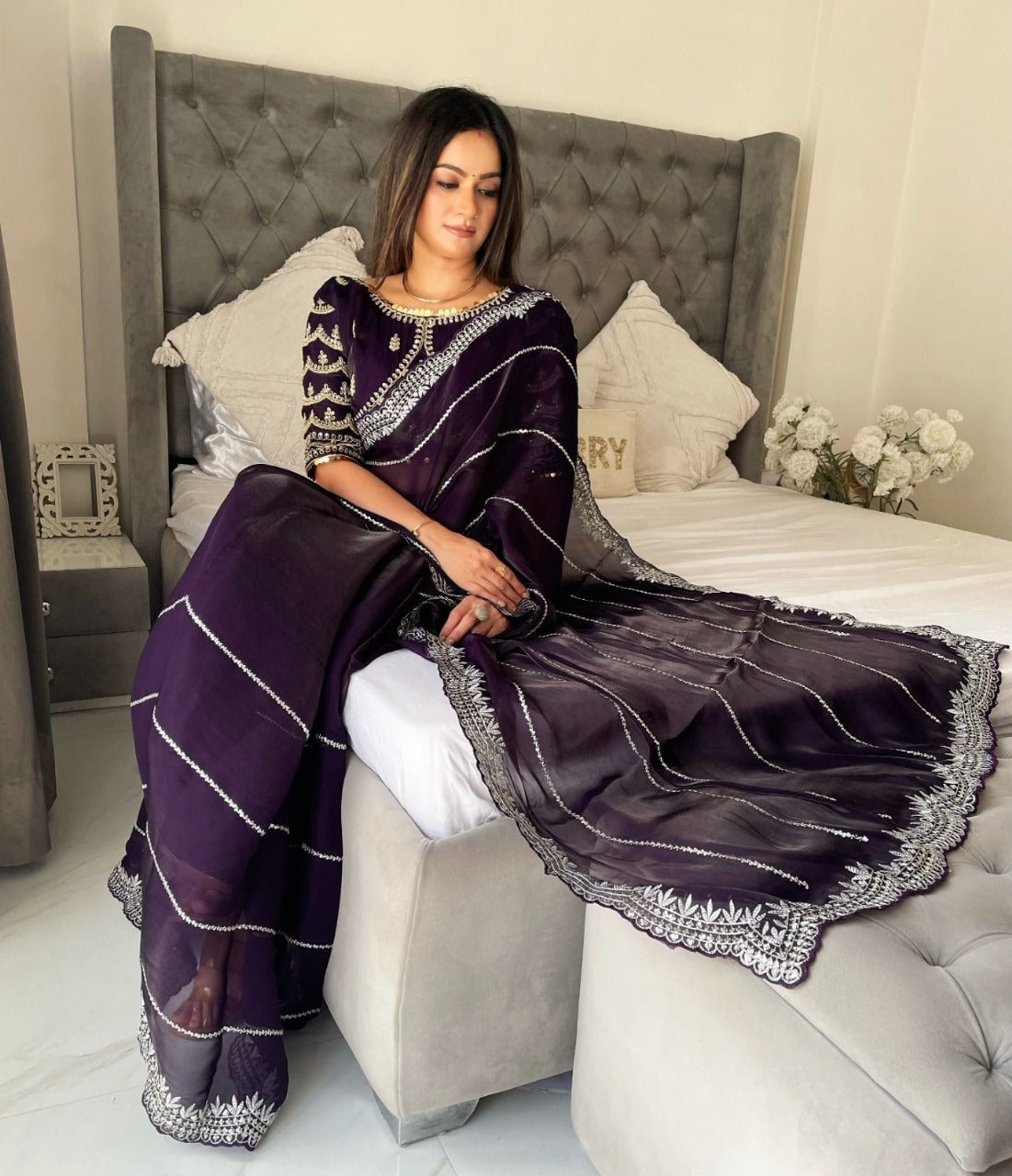PURPLE Party Wear Launching Designer Dana Handwork