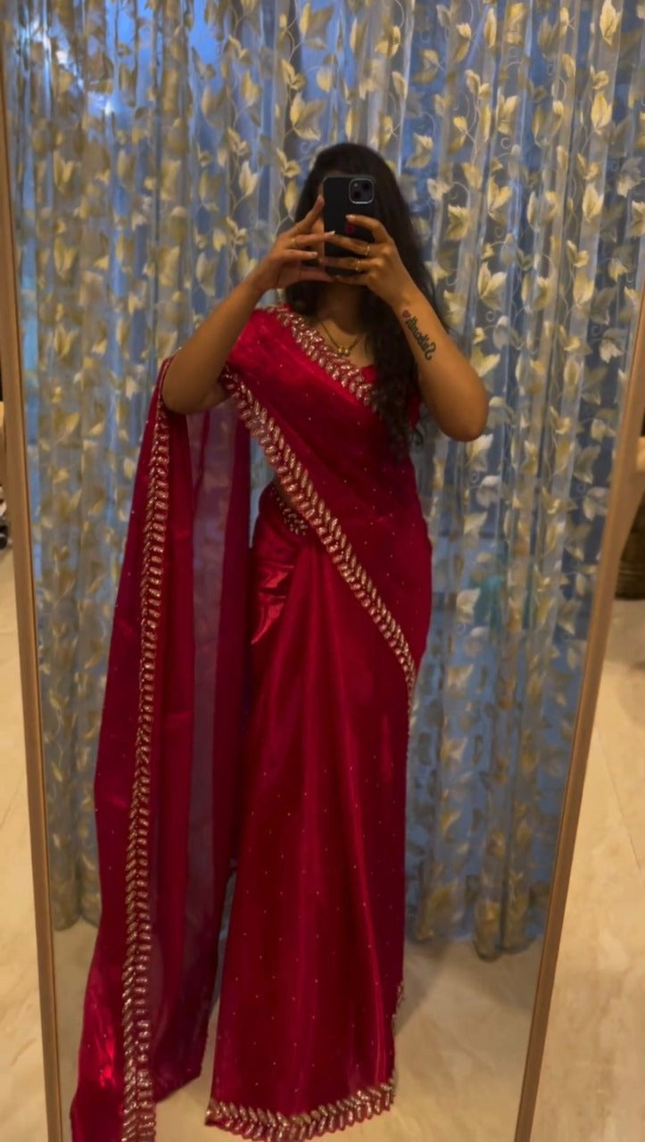 Pure soft Jimmy choo silk sarees with amazing sequins work