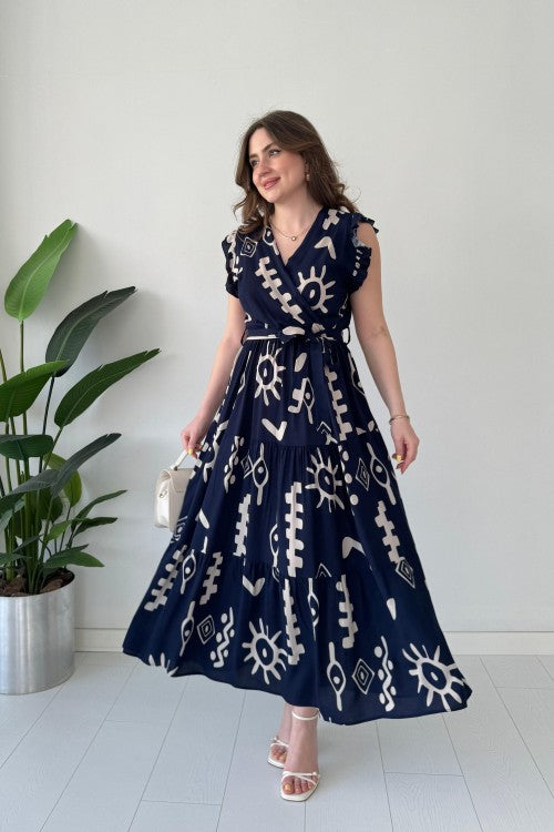 Mayaa printed peplum maxi dress for women