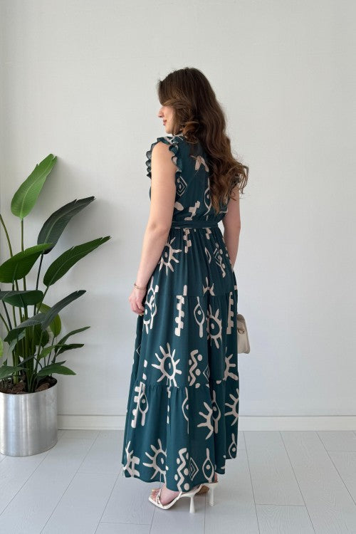 Mayaa printed peplum maxi dress for women