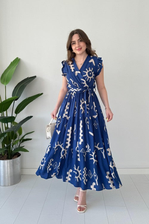 Mayaa printed peplum maxi dress for women