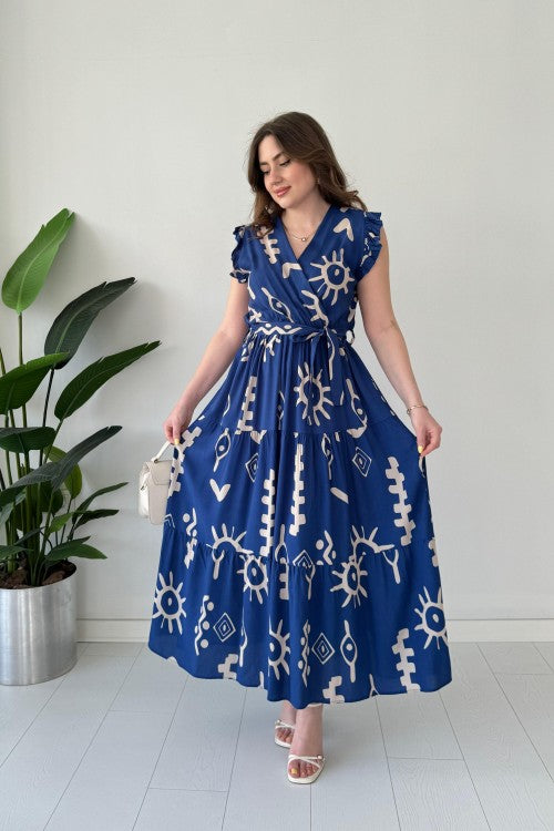 Mayaa printed peplum maxi dress for women