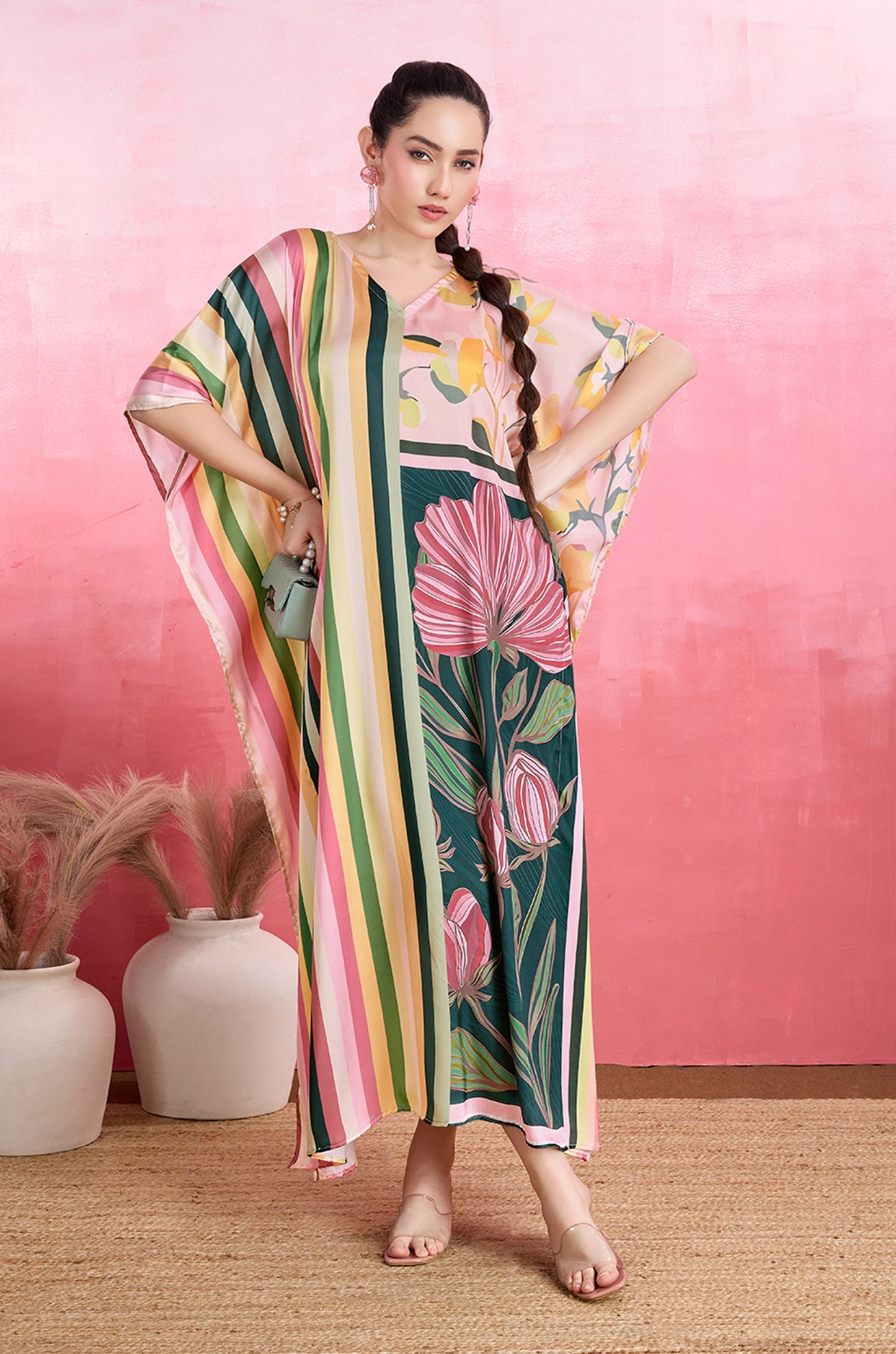 Colorwoven Stripes Soft Satin Kaftan