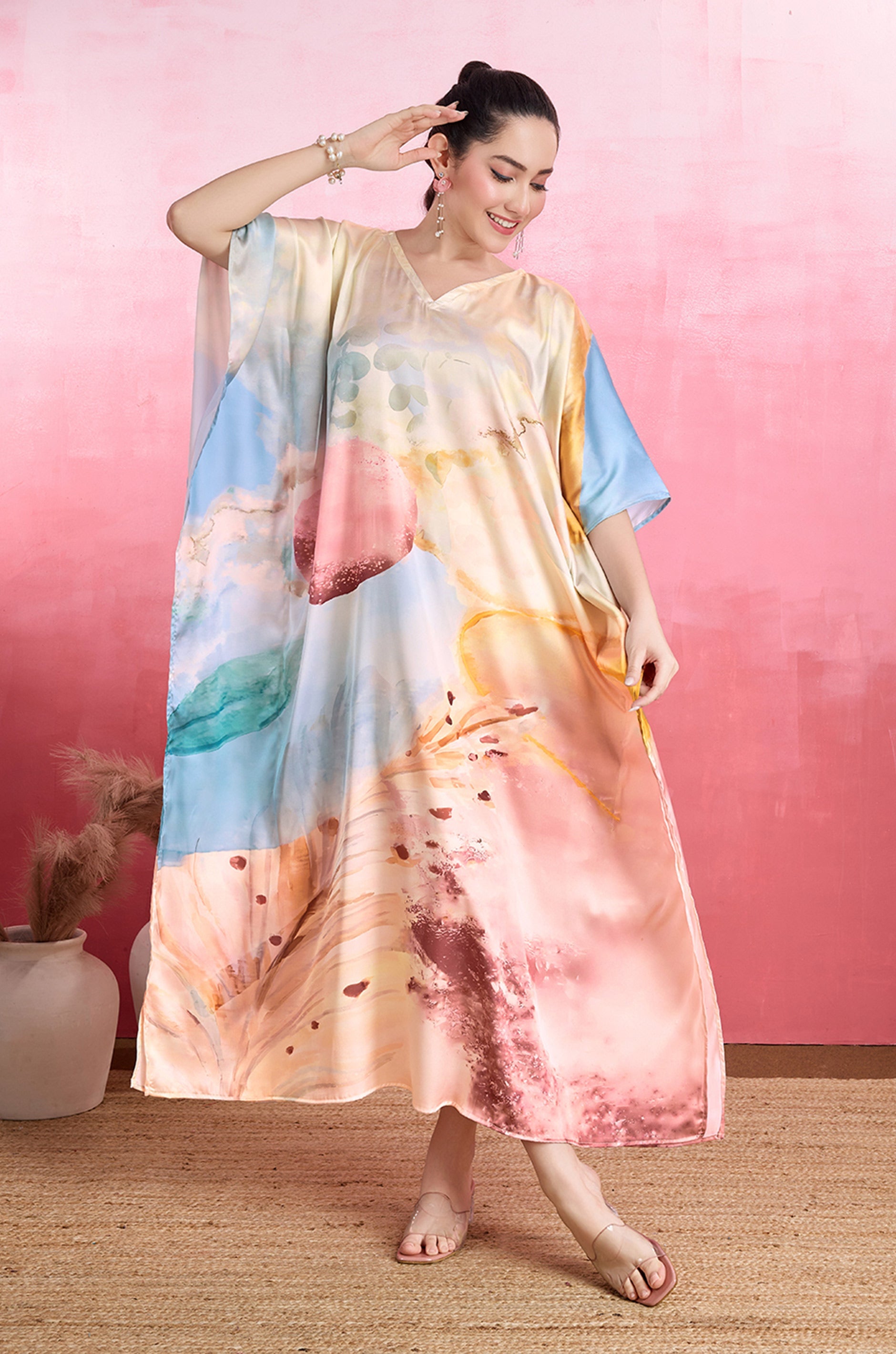 Nautical Shore Soft Satin Kaftan