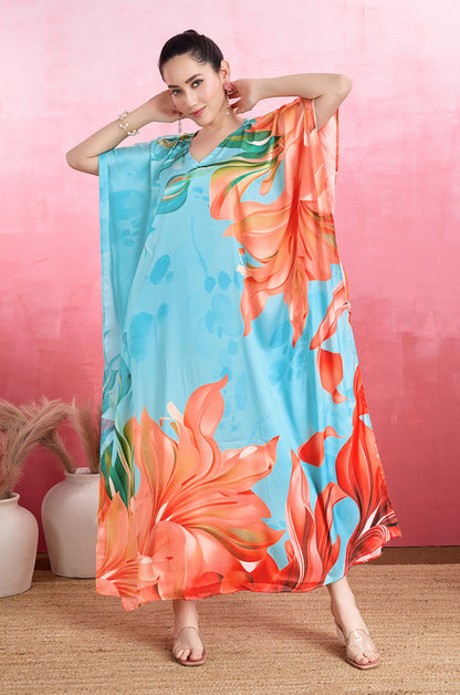 Tropical Paradise Soft Satin Kaftan