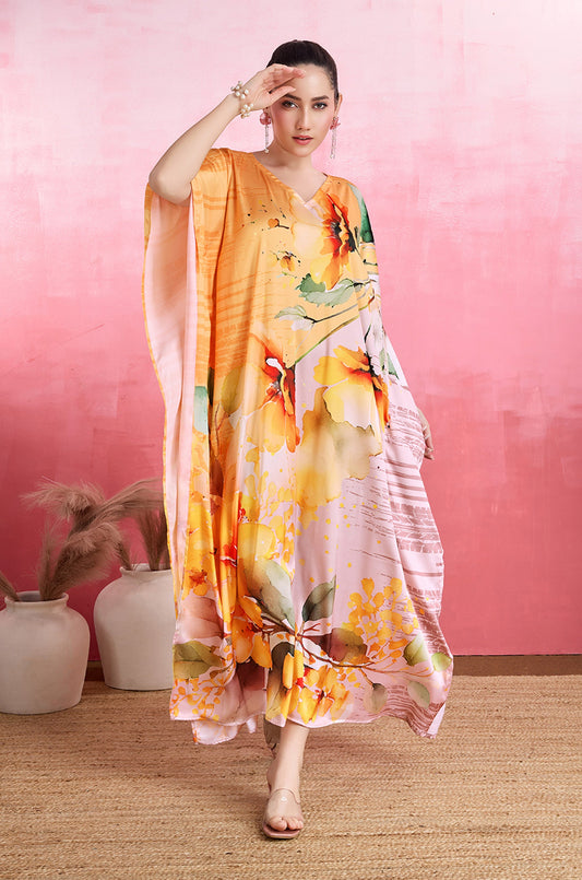 Sunray Glow Soft Satin Kaftan