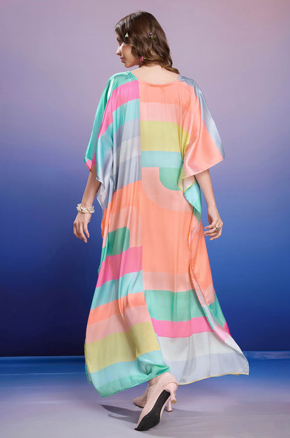 Colorblock Soft Satin Kaftan