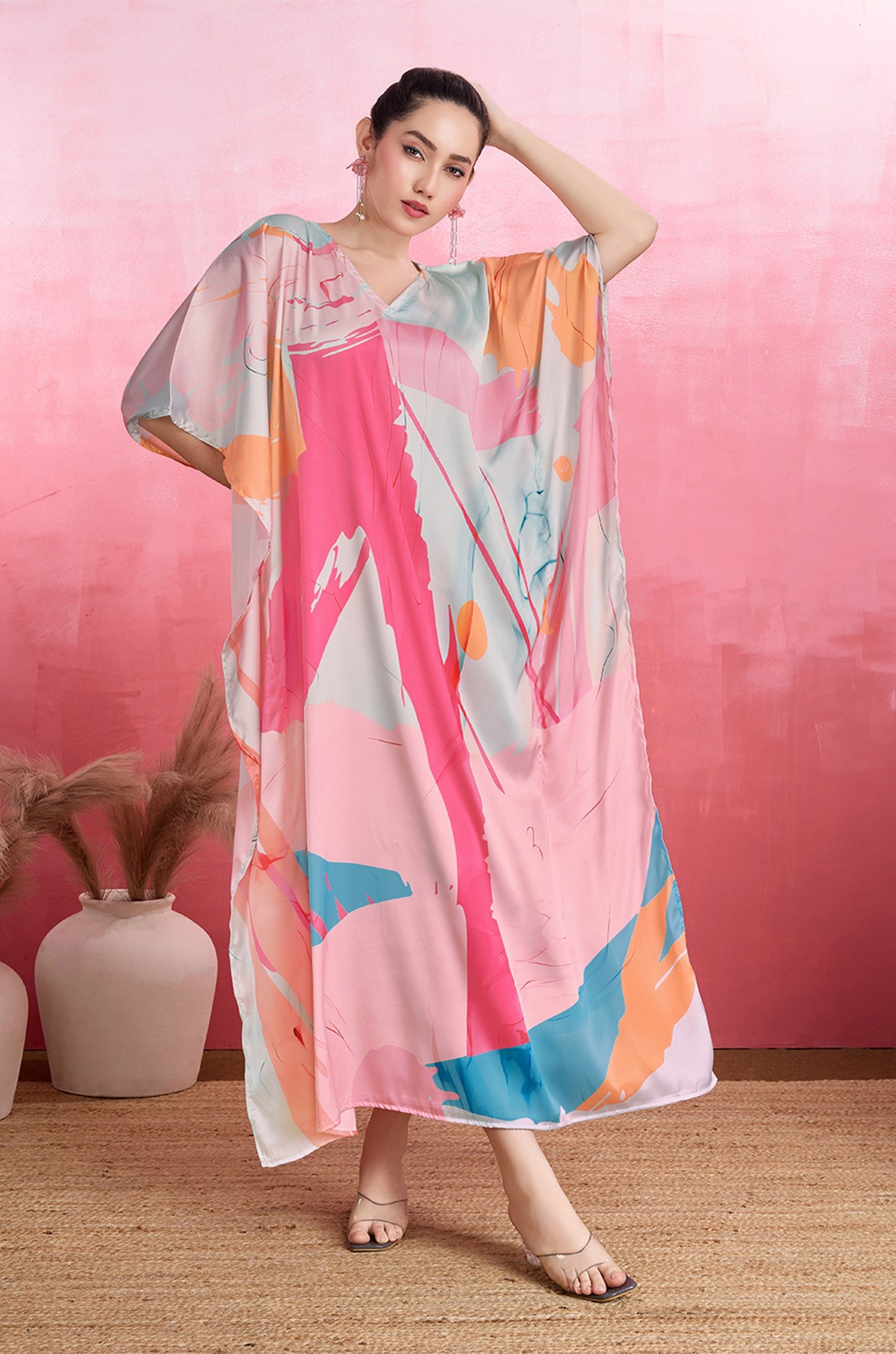 Glossy Glow Soft Satin Kaftan