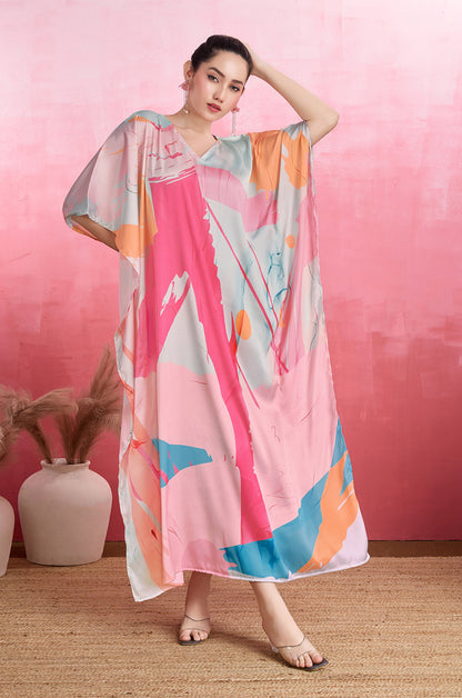 Glossy Glow Soft Satin Kaftan