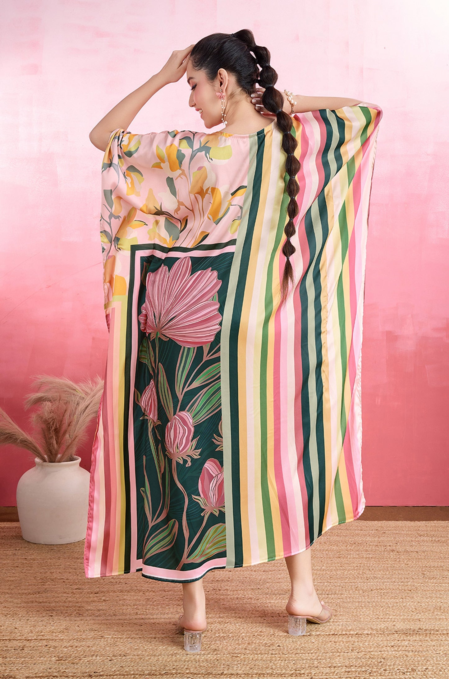 Colorwoven Stripes Soft Satin Kaftan