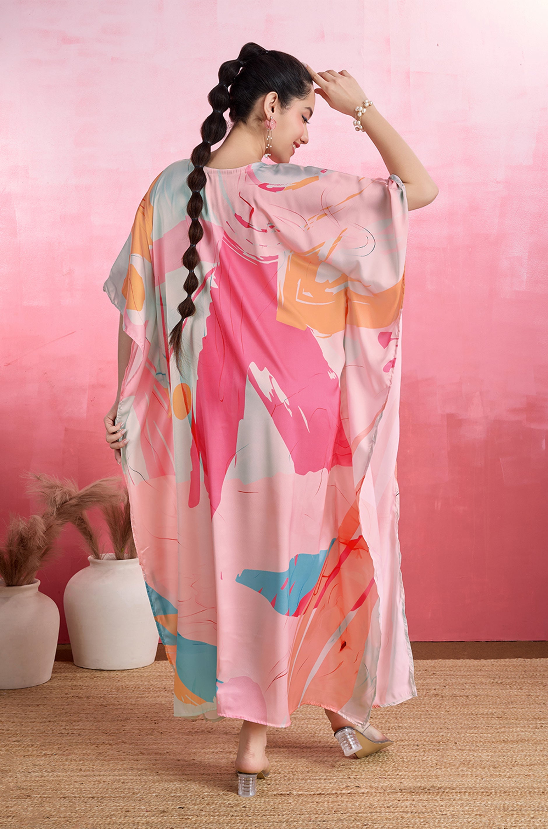 Glossy Glow Soft Satin Kaftan