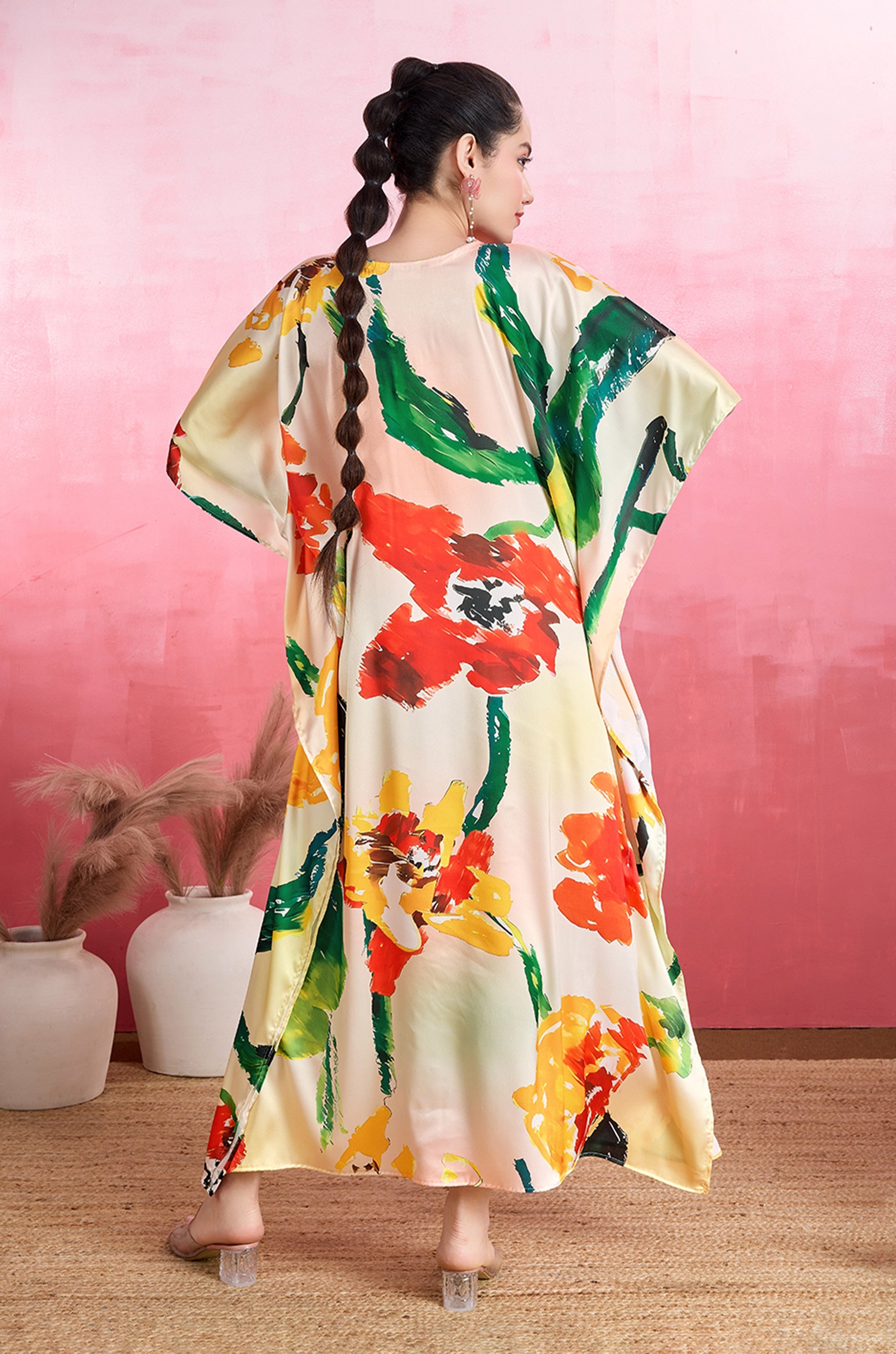 Paintbrust Splash Soft Satin Kaftan