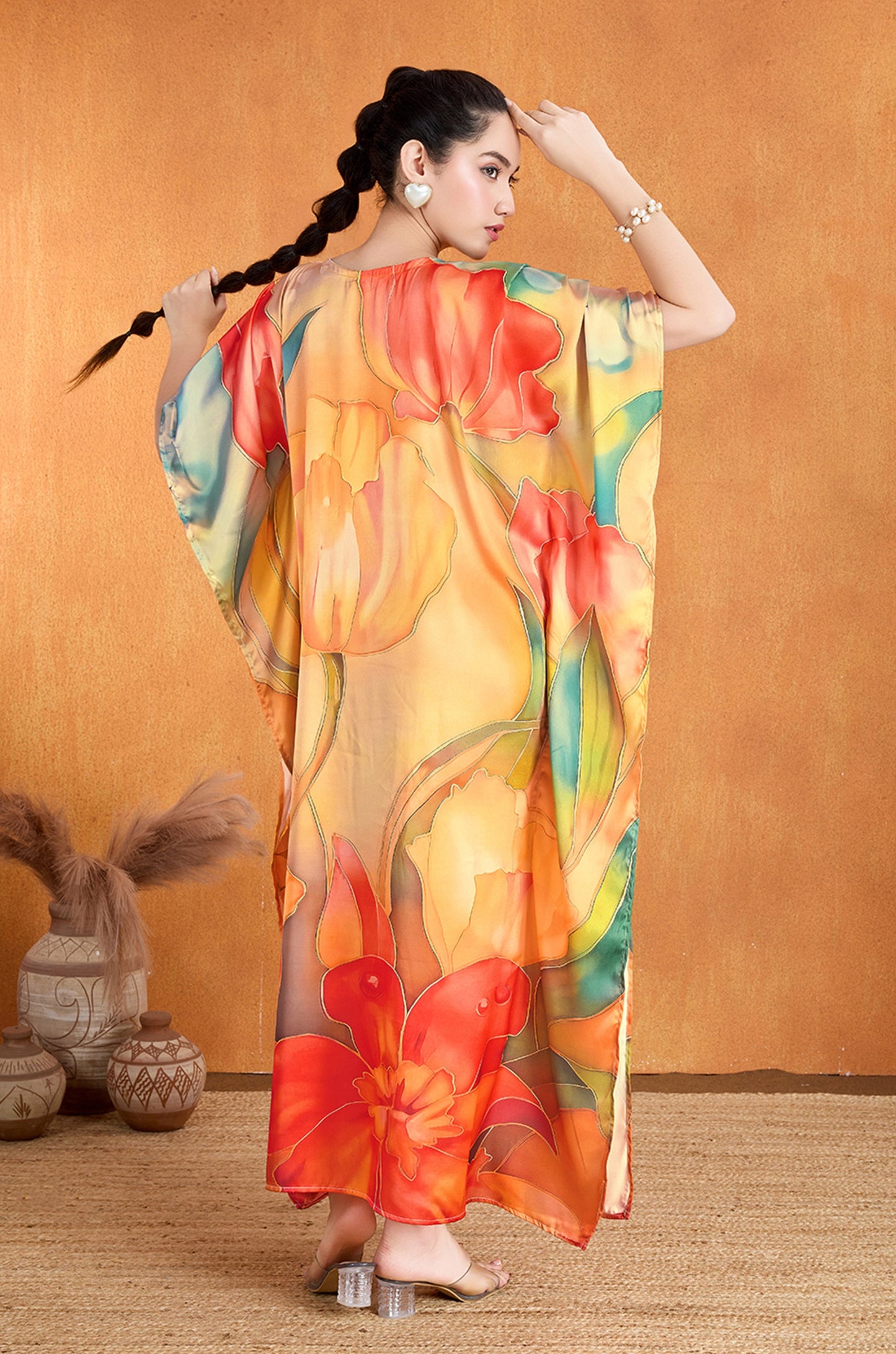 Autumn Spark Soft Satin Kaftan