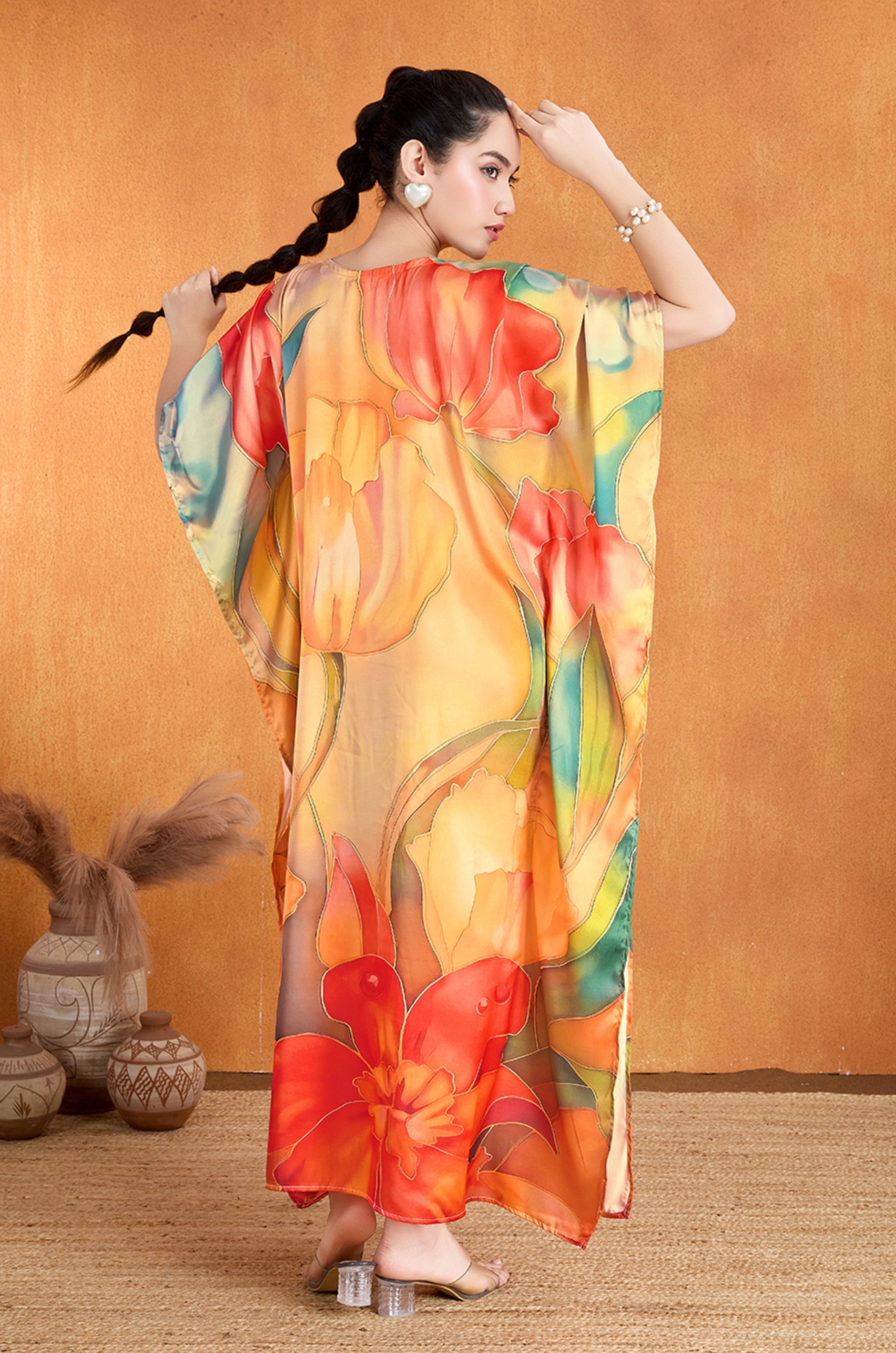 Autumn Spark Soft Satin Kaftan