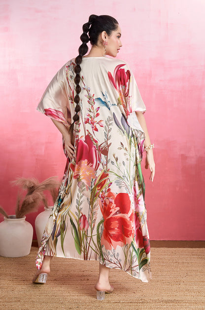 Garden Bloom Soft Satin Kaftan