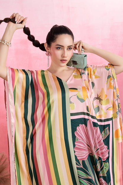 Colorwoven Stripes Soft Satin Kaftan