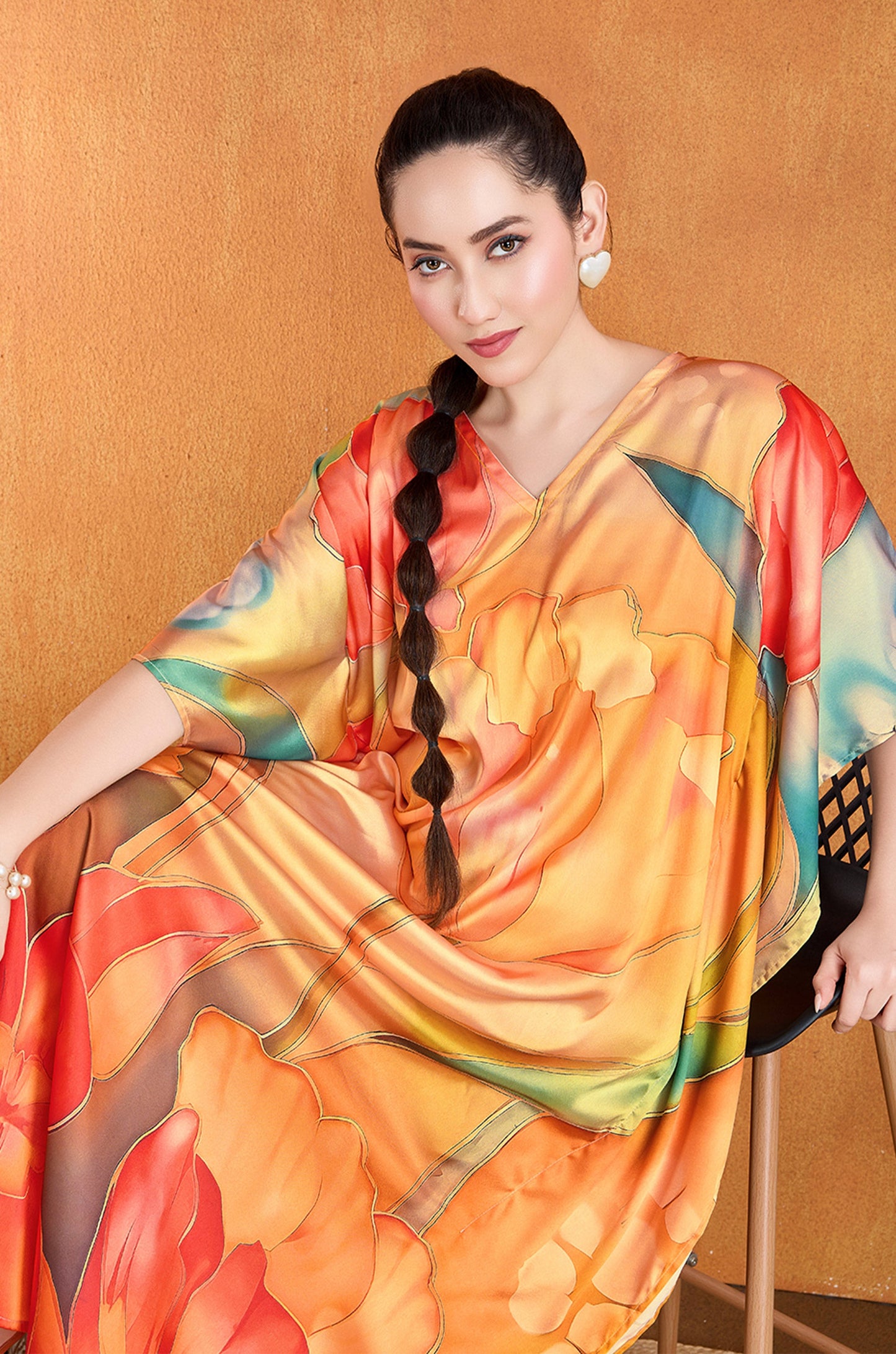 Autumn Spark Soft Satin Kaftan