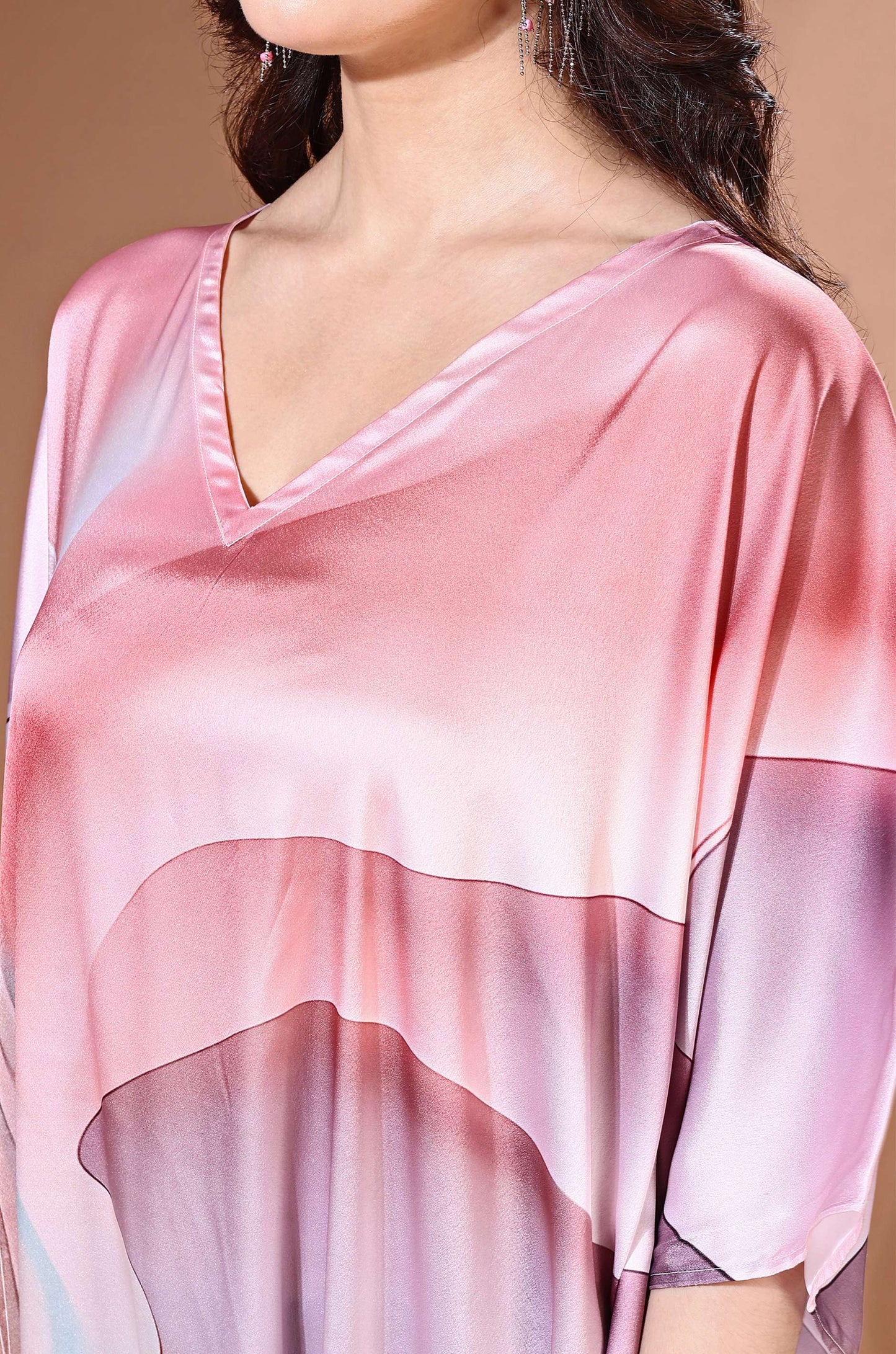 Dreamwave Soft Satin Kaftan with Digital Print