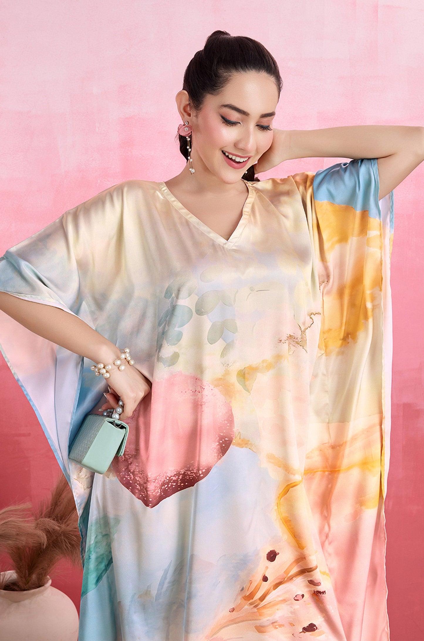 Nautical Shore Soft Satin Kaftan