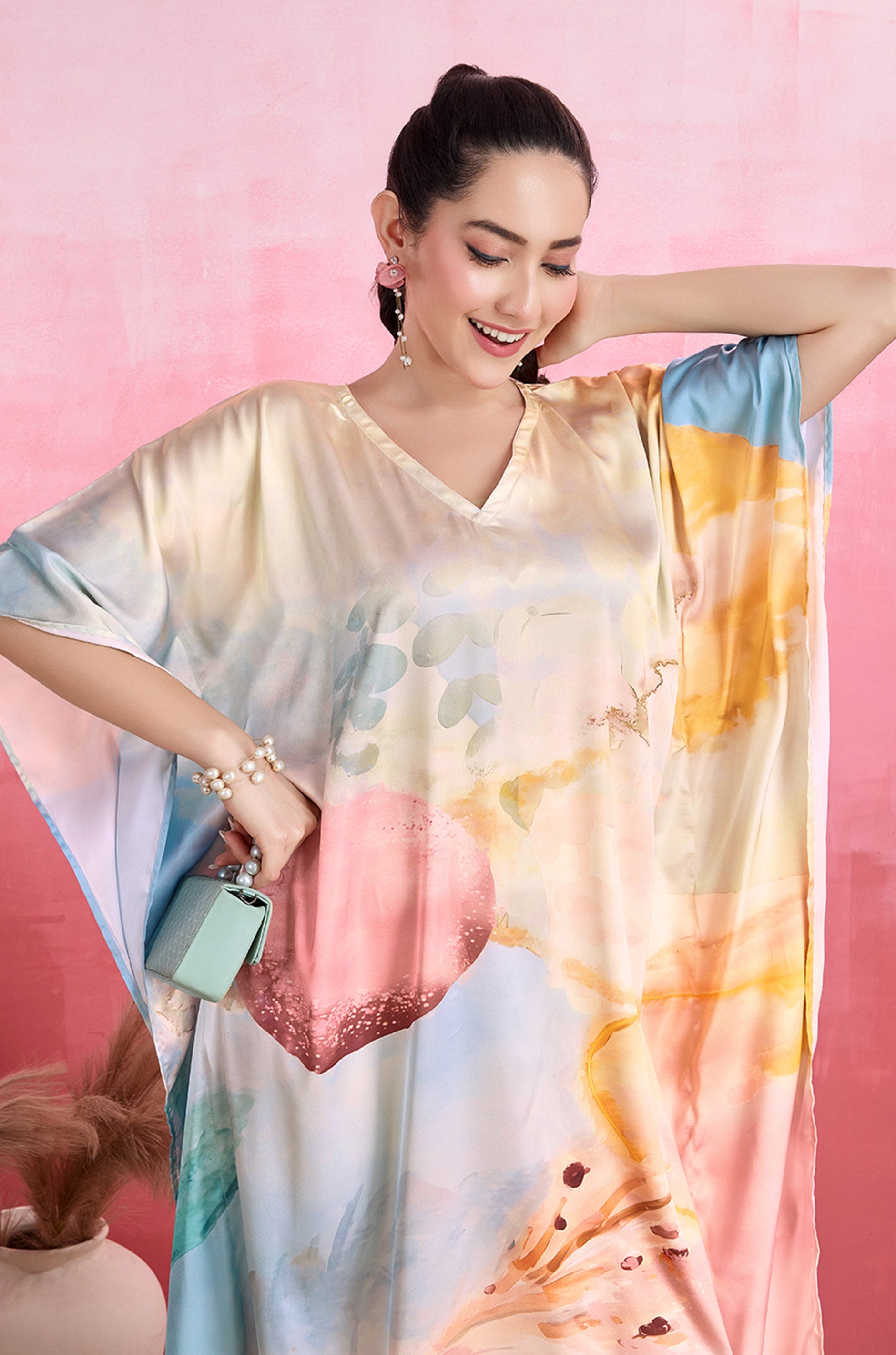 Nautical Shore Soft Satin Kaftan