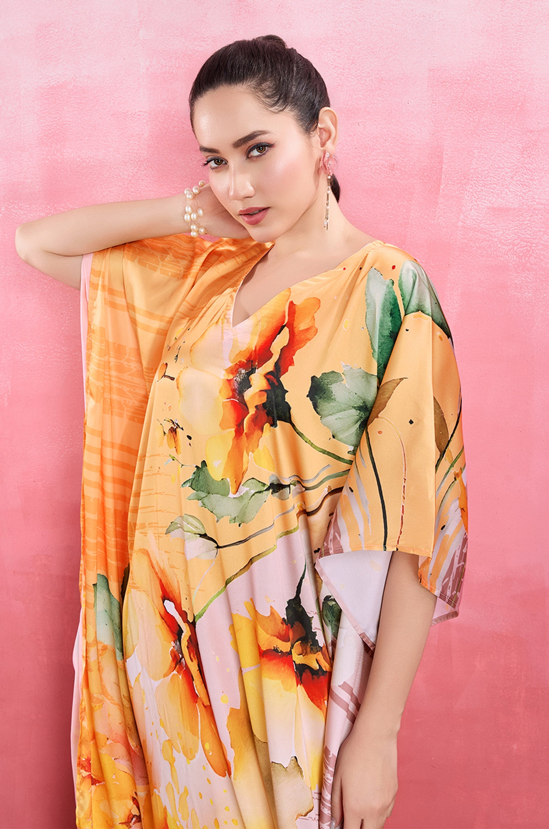 Sunray Glow Soft Satin Kaftan