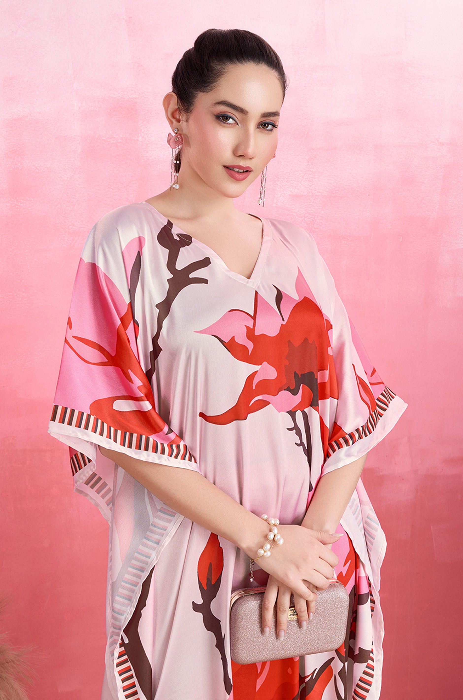 Tender Rose Soft Satin Kaftan