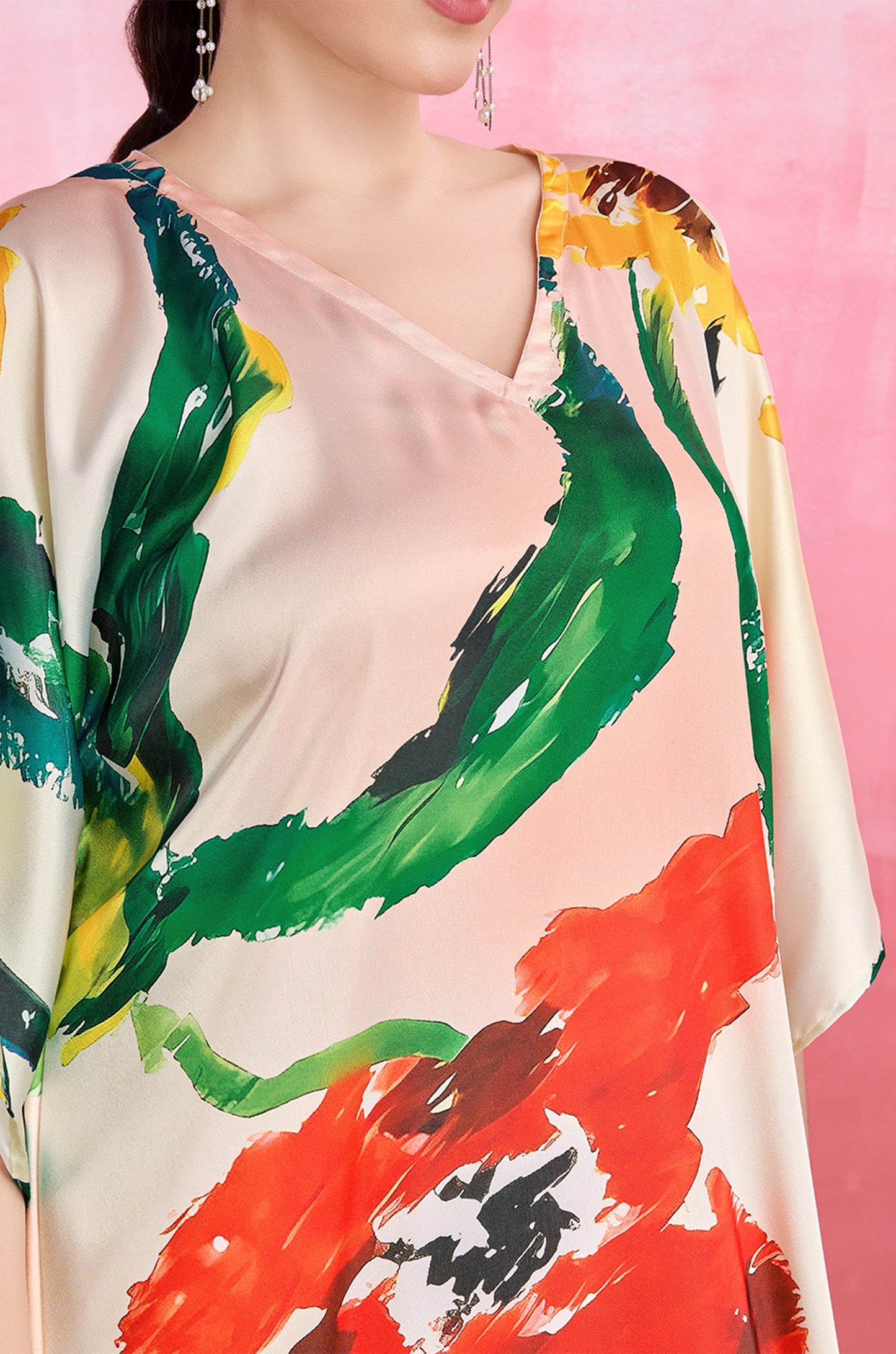 Paintbrust Splash Soft Satin Kaftan