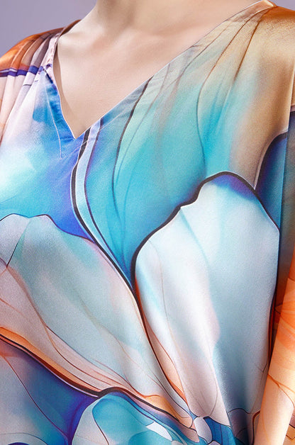 Mystic Mirage Soft Satin Kaftan with Digital Print