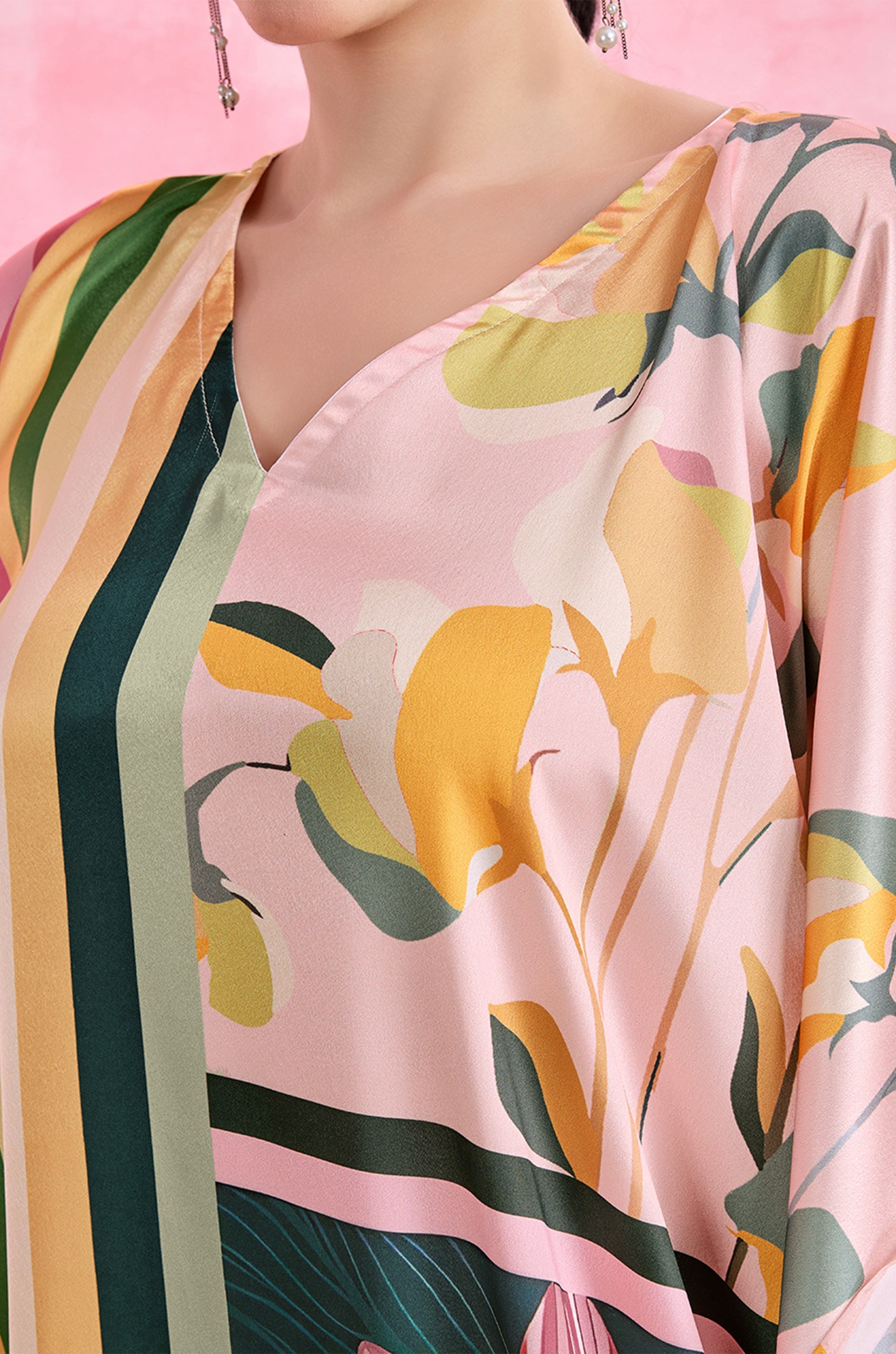 Colorwoven Stripes Soft Satin Kaftan