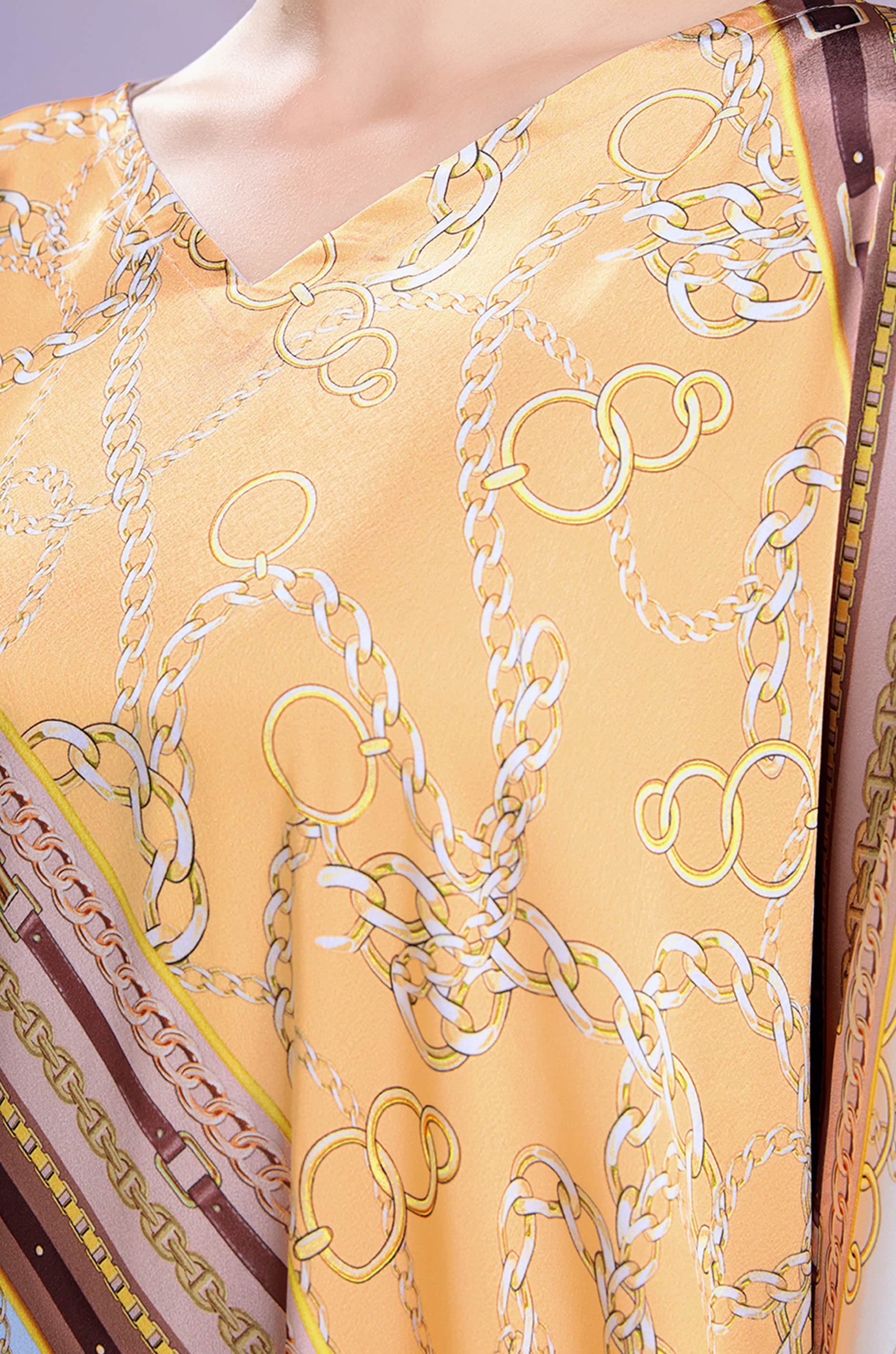 Chain of Luxe Soft Satin Kaftan with Digital Print